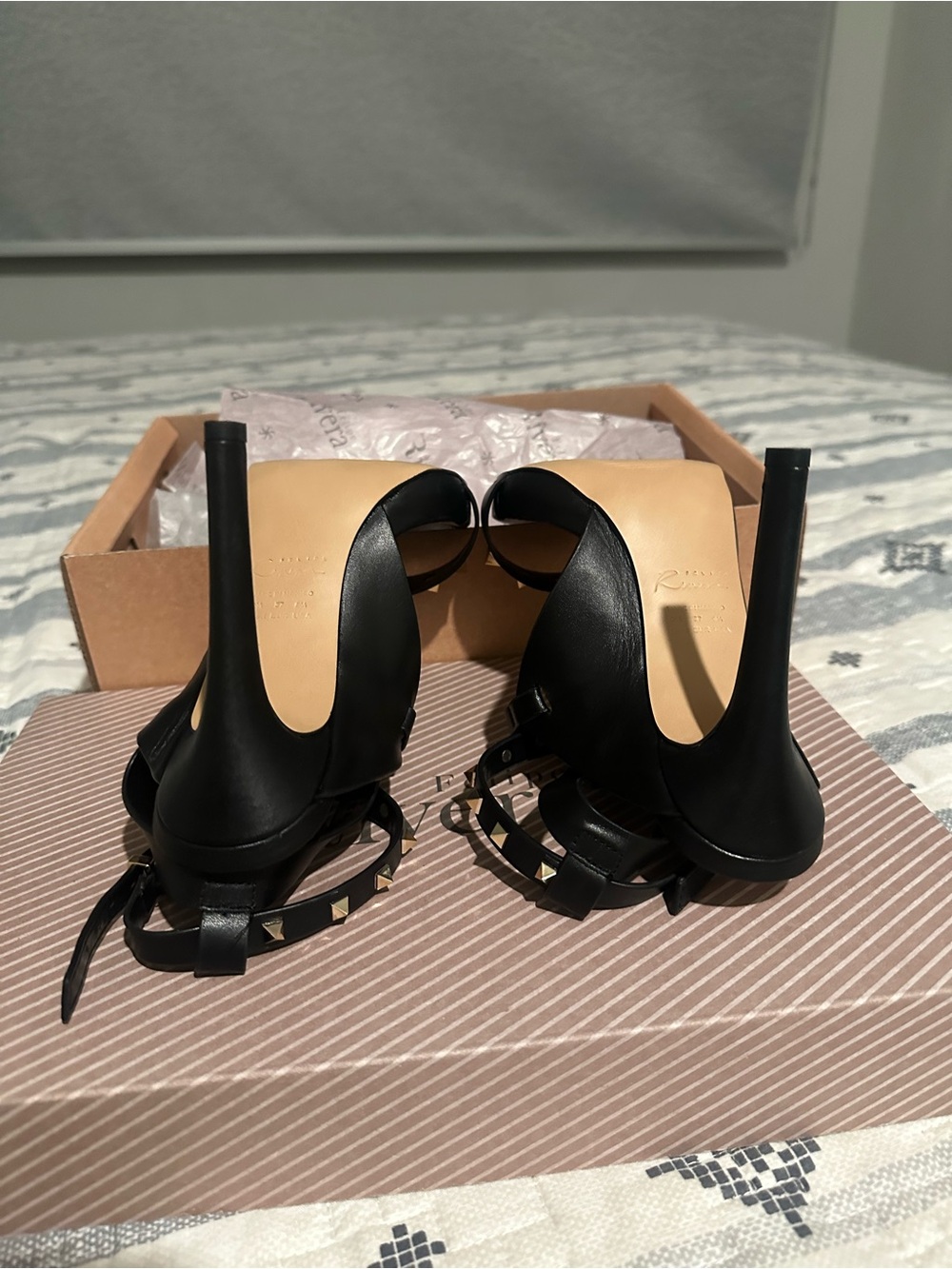 Felipe Riviera - Black Gold Studded Platform High Heels - Picture 3 of 8